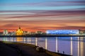 Nizhny Novgorod. Evening panorama of the Arrow. The setting of Naboo Royalty Free Stock Photo