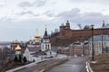 Nizhny Novgorod Ilyinskaya street view of the Church of Elijah the Prophet and the Nizhny Novgorod Kremlin