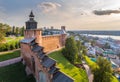 Nizhny Novgorod Kremlin on the mountain. An ancient Russian fortress at the confluence of the great Oka and Volga rivers