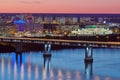 Nizhny Novgorod rapid transit bridge night lights