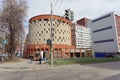 Nizhny Novgorod, Russia. - April 26.2016. Abandoned unfinished building multi-level car park on the street Izhora. Royalty Free Stock Photo