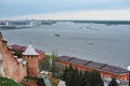arrow view the confluence of the Volga and the Oka in Nizhny Novgorod in Russia