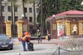 Nizhny Novgorod, Russia. - April 26.2016. Janitors clean the garbage the street .