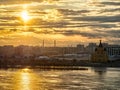 NIZHNY NOVGOROD, RUSSIA - APRIL 28, 2021: Sunset view of Nizhny Novgorod.