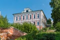 Nizhny Novgorod, Russia, July 6, 2023. The ancient building of the Stroganov estate, view from the street.