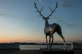 Nizhny Novgorod, Russia July 25, 2017: metal sculpture of a deer on the embankment. The symbol of the city