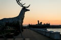 Nizhny Novgorod, Russia July 25, 2017: metal sculpture of a deer on the embankment. The symbol of the city