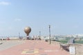 Nizhny Novgorod, Russia. - July 28.2016. Monument to Jules Verne Zalomova street on the high bank at the intersection of