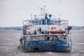 The motor ship sails on the Volga River Royalty Free Stock Photo