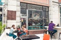 Nizhny Novgorod, Russia, - July 17, 2019 Pedestrian street in the old center. Original sign with name of cafe Royalty Free Stock Photo