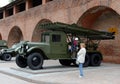 BM-13 Katyusha is a Soviet combat machine of rocket artillery. Exhibition of military equipment in the Nizhny Novgorod Kremlin.