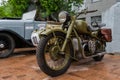 Green military motorcycle at Classic Soviet Car Exhibition Royalty Free Stock Photo