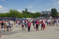 Russia. Fans go to the stadium before the match Royalty Free Stock Photo