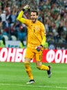 Russia national team goalkeeper Guilherme celebrating a goal