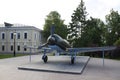 Soviet Lavochkin La-7 aircraft in the territory of Nizhniy Novgorod Kremlin. Summer sunset view.