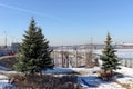 Nizhny Novgorod, Russia. - March 14.2017. The abandoned reconstruction of the Nizhnevolzhskaya Embankment is finally reanimated. Royalty Free Stock Photo