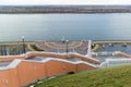 Nizhny Novgorod, Russia - November 11, 2015. View of Volga river from a viewing platform near the stairs Chkalov