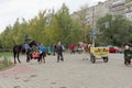 Nizhny Novgorod, Russia. - October 06.2017. Entertainment for the children the opportunity to ride on a pony or a horse-drawn carr Royalty Free Stock Photo