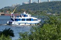 Nizhny Novgorod, Russia, 08.07.2023. Oka River, River boat trips on the river. River travel, a passenger boat travels along the