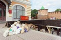 Nizhny Novgorod, Russia. - September 12.2017. Repair of the underground passage under the Minin Square. The transition is used as Royalty Free Stock Photo