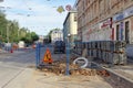 Nizhny Novgorod, Russia. - September 26.2017. Replacement of underground communications and pavement on Osharskaya Street near the