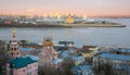 Nizhny Novgorod at sunrise in the first signs of winter