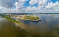 Nizhny Novgorod view of the Arrow from the throne. The Alexander Nevsky Cathedral and the stadium.