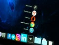 Google Chrome, Safari, Opera and Yandex browser icons of applications in dock of macbook. Stack of browsers