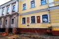 Nizhyn, Ukraine - October 17, 2021: Building of Nizhyn Women`s Gymnasium, named after Pelagia Kushakevich. Memorial plaques of