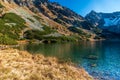 Nizne Temnosmrecinske pleso lake in autumn High Tatras mountains in Slovakia