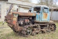 NIZNY NOVGOROD - MARCH 3: old rusty vintage abandoned tractor