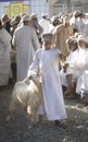 Man selling his goat at a market in Nizwa