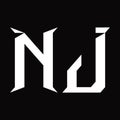 NJ Logo monogram with slice shape design template Royalty Free Stock Photo