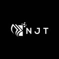 NJT credit repair accounting logo design on BLACK background. NJT creative initials Growth graph letter logo concept. NJT business Royalty Free Stock Photo
