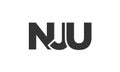 NJU logo design template with strong and modern bold text. Initial based vector logotype featuring simple and minimal typography. Royalty Free Stock Photo