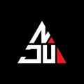 NJU triangle letter logo design with triangle shape. NJU triangle logo design monogram. NJU triangle vector logo template with red Royalty Free Stock Photo
