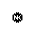 NK and KN N or K Initial Letters Hexagon Shape Monogram Logo Design