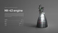 NK-43 Rocket engine 3D illustration poster