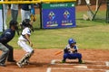 Nknown catcher about to catch a foul ball in a baseball game Royalty Free Stock Photo