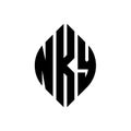 NKY circle letter logo design with circle and ellipse shape. NKY ellipse letters with typographic style. The three initials form a Royalty Free Stock Photo