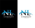 NL, LN letters company logo design swoosh design vector