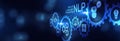 NLP Natural Language Processing Enhancing Human-Computer Interaction on a Wide Banner, Business and Technology Concept