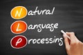 NLP Natural Language Processing, technology business concept on blackboard