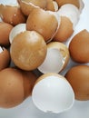 Brown and cream colored egg shells Royalty Free Stock Photo