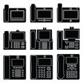 Video phone and internet phone. Flat icons. Silhouette vector