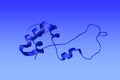 NMR Structure of Proinsulin. Ribbons diagram on blue background. Rendering based on protein data bank. 3d illustration Royalty Free Stock Photo