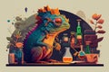 nning graphic designThe Scientist Chameleon: Intricate Flat Vector Art Designs in 16 Themed Colors