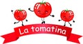 Nnovative illustration of la tomatina poster, tomato battle seen - Vector