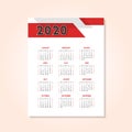 Abstract red 2020 calendar design