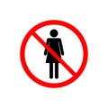 No access, no entry, prohibition sign with woman vector icon for graphic design, logo, web site, social media, mobile app, ui Royalty Free Stock Photo